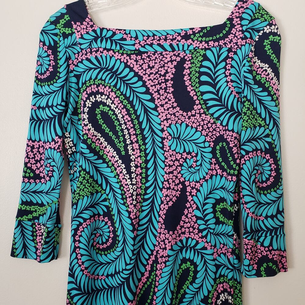 Lily Pulitzer Silk Dress 3/4 Sleeve Knee-length Psychedelic Paisley Size 2 - Picture 5 of 10